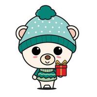 Christmas cute bear character graphic vector illustration