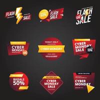 Cyber Monday Sale Sticker Badge Set vector