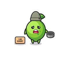 cute lime beggar cartoon character vector
