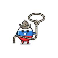 the russia flag cowboy with lasso rope vector