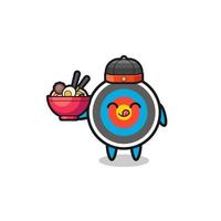 target archery as Chinese chef mascot holding a noodle bowl vector