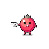 cranberry cartoon with pointing left gesture vector