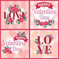 Red Pink Valentine Set vector