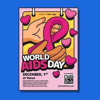 Hand Holding Ribbon Celebrate World AIDS Day Poster vector