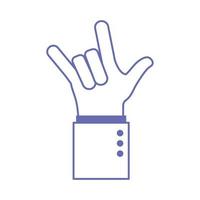 rock hand sign language line and fill style icon vector design