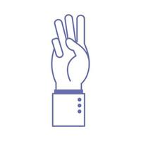 w hand sign language line and fill style icon vector design