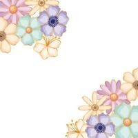 Isolated blue purple and white flowers vector design