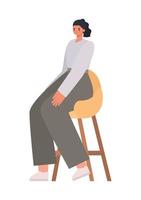 caricatura de mujer en diseño de vector de silla