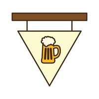 beer glass on banner line and fill style icon vector design