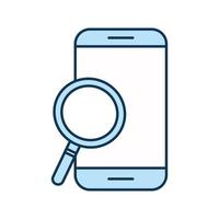 lupe with smartphone line and fill style icon vector design