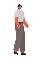 man dressed in khaki pants on whithe background vector