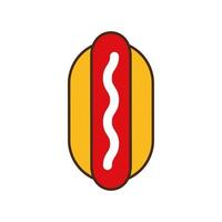 línea de hot dog y diseño de vector de icono de estilo de relleno