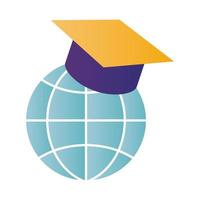 global sphere with graduation cap vector design