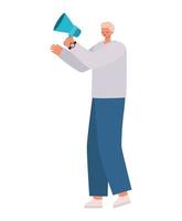 man dressed in blue jeans with a megaphone vector