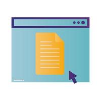 web page with paper and arrow online school vector