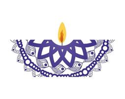 mandala of color dark purple with a candle on white background vector