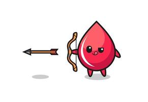 Ilustración de personaje de gota de sangre haciendo tiro con arco vector