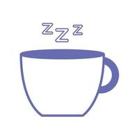 línea de taza de café para dormir y diseño de vector de icono de estilo de relleno