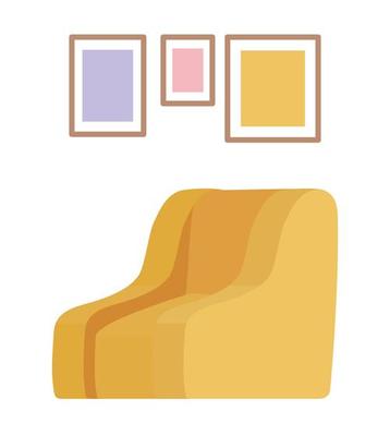 frames over yellow chair vector design