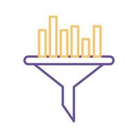 bars chart on funnel line style icon vector design