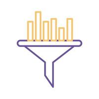 bars chart on funnel line style icon vector design