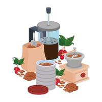 sets of items for cooking and drinking coffee vector