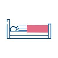 Hombre en diseño de vector de icono de estilo de línea de cama