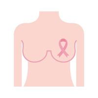 breast female with ribbon flat style icon vector design