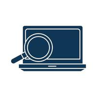 lupe with laptop silhouette style icon vector design