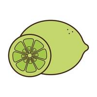 Línea de fruta de limón y diseño de vector de icono de estilo de relleno