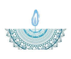 mandala of color blue with a blue candle on white background vector