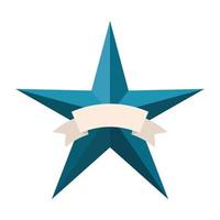 star with blue color and five points with a ribbon vector