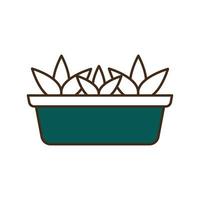 flowers inside pot line and fill style icon vector design