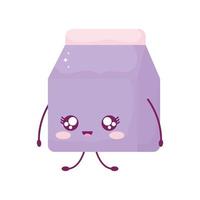 milk carton of purple color kawaii food style vector