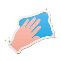 hand cleaning stickers with dishcloth vector