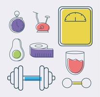 eight fitness items vector
