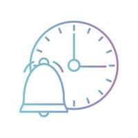 Bell with clock gradient style icon vector design