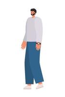 man dressed in blue jeans and gray shirt vector