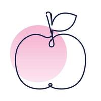 fresh apple fruit, one line style vector