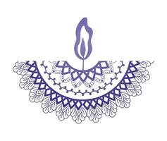 mandala of color purple with a purple candle on white background vector