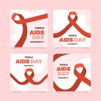 colección de publicaciones en las redes sociales del día del sida vector