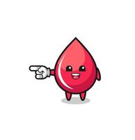 blood drop cartoon with pointing left gesture vector