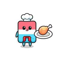 eraser fried chicken chef cartoon character vector