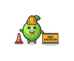 illustration of lime with under construction banner vector