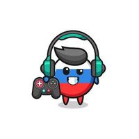 russia flag gamer mascot holding a game controller vector