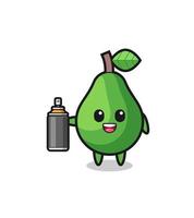 the cute avocado as a graffiti bomber vector