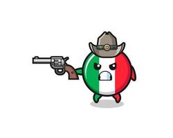 El vaquero de la bandera de Italia disparando con una pistola vector