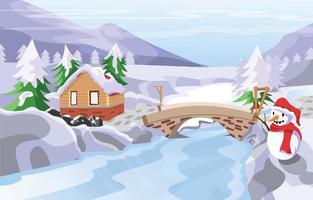 Winter Background Near Frozen River vector