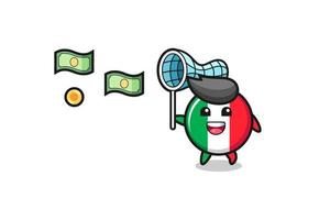 illustration of the italy flag catching flying money vector