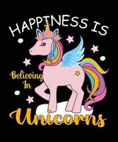 Cute magical unicorn and rainbow t shirt design. Print for t-shirt or sticker. Romantic hand drawing illustration for children. vector